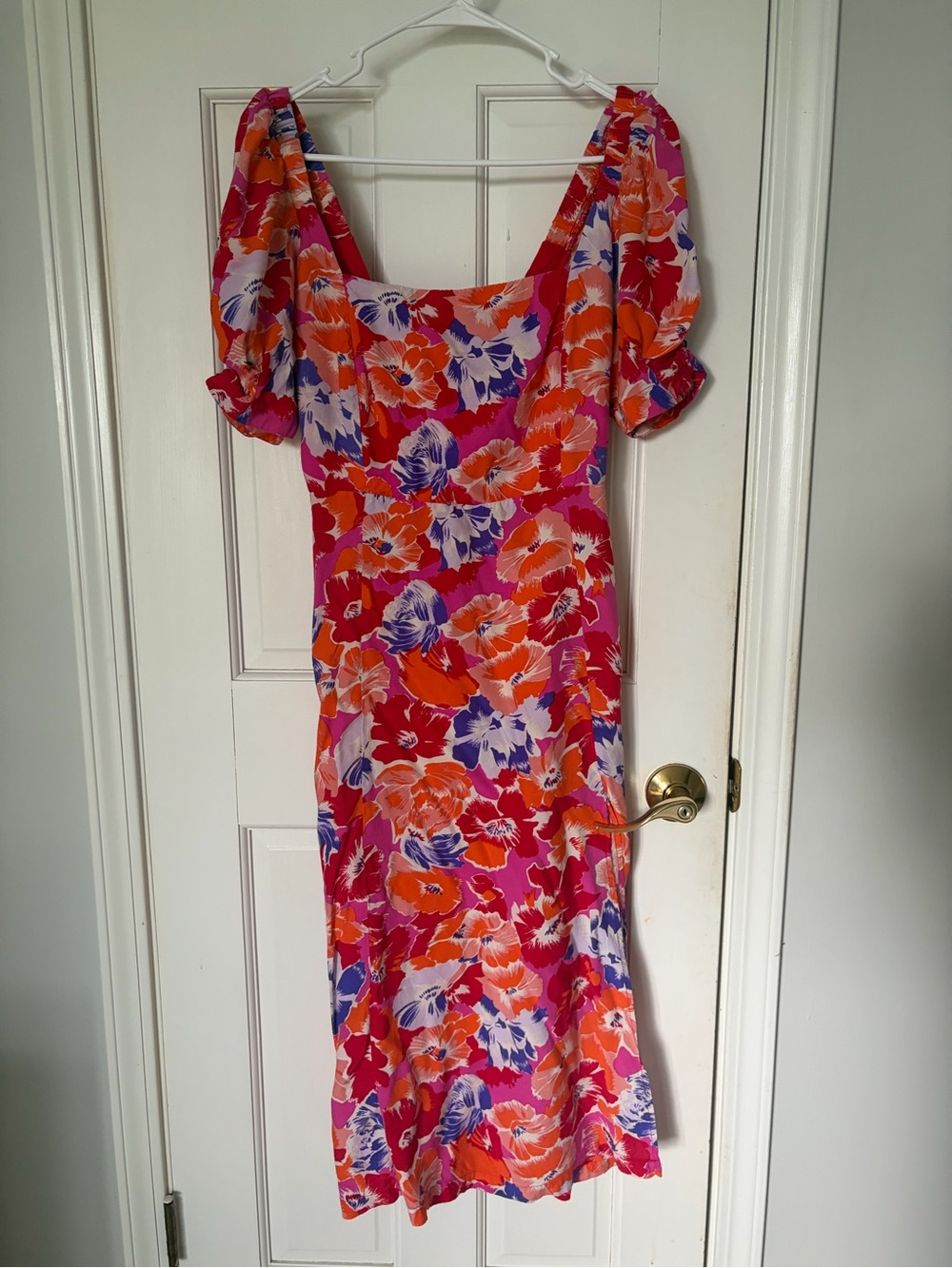 l*space Alissa Midi Dress Super Bloom M Floral Orange Pink